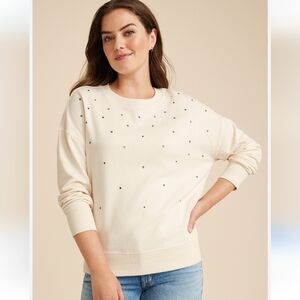 Cream Studded Women's Sweatshirt. NWOT